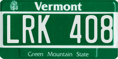 VT license plate LRK408