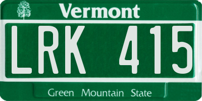 VT license plate LRK415