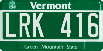 VT license plate LRK416