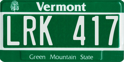 VT license plate LRK417