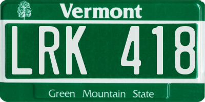 VT license plate LRK418
