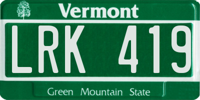 VT license plate LRK419