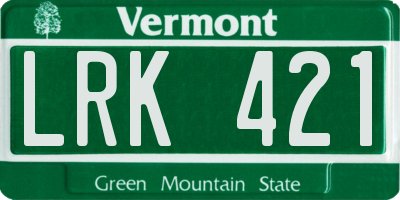VT license plate LRK421