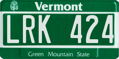 VT license plate LRK424