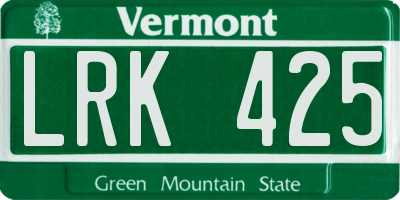 VT license plate LRK425