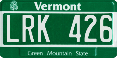 VT license plate LRK426
