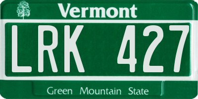VT license plate LRK427