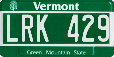 VT license plate LRK429