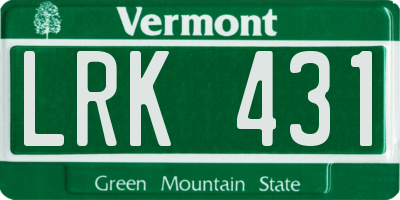 VT license plate LRK431