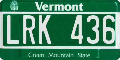 VT license plate LRK436