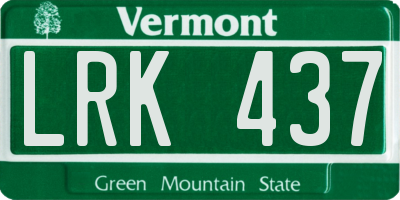 VT license plate LRK437