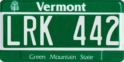 VT license plate LRK442