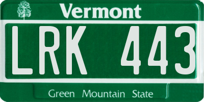 VT license plate LRK443