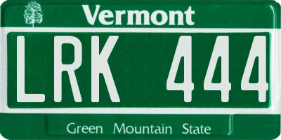 VT license plate LRK444