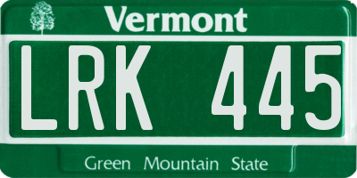 VT license plate LRK445