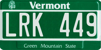 VT license plate LRK449