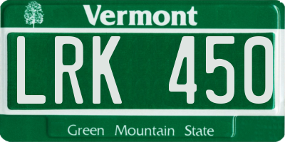 VT license plate LRK450