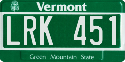 VT license plate LRK451