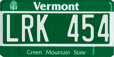 VT license plate LRK454