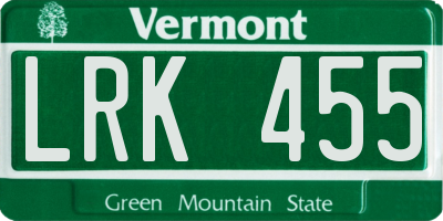 VT license plate LRK455