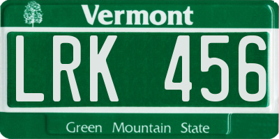 VT license plate LRK456