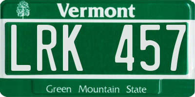 VT license plate LRK457