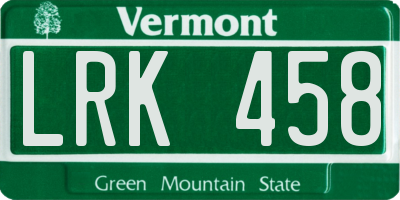 VT license plate LRK458