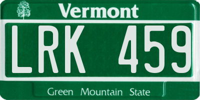 VT license plate LRK459