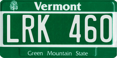 VT license plate LRK460
