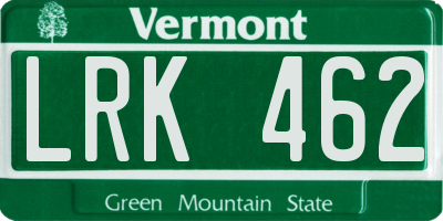VT license plate LRK462