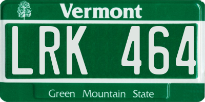 VT license plate LRK464