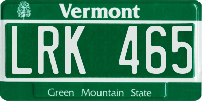 VT license plate LRK465