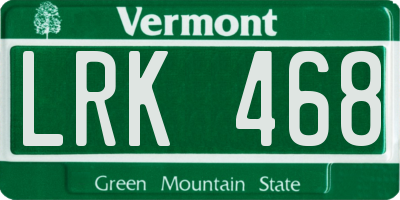 VT license plate LRK468