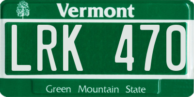 VT license plate LRK470