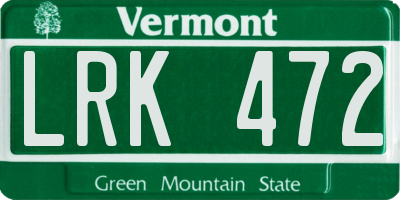 VT license plate LRK472