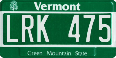 VT license plate LRK475