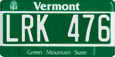 VT license plate LRK476