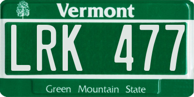 VT license plate LRK477