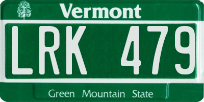 VT license plate LRK479