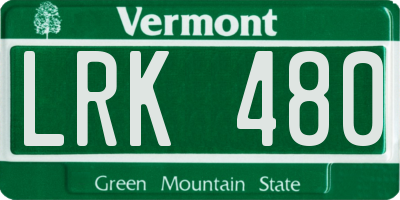 VT license plate LRK480