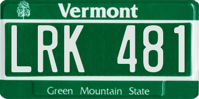 VT license plate LRK481
