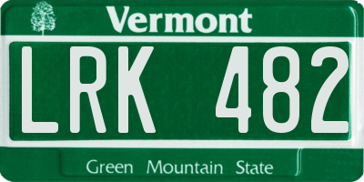 VT license plate LRK482