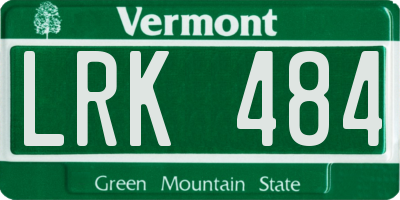 VT license plate LRK484