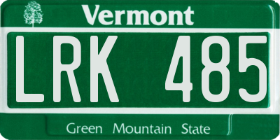 VT license plate LRK485