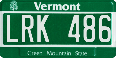 VT license plate LRK486