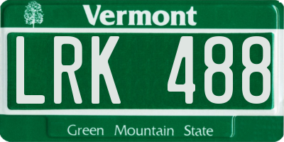 VT license plate LRK488