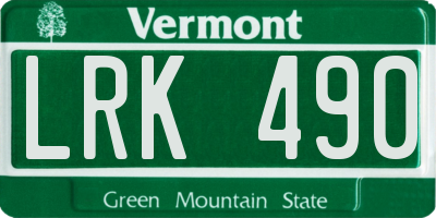 VT license plate LRK490