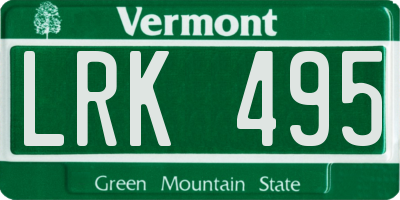 VT license plate LRK495