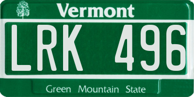 VT license plate LRK496