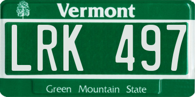 VT license plate LRK497